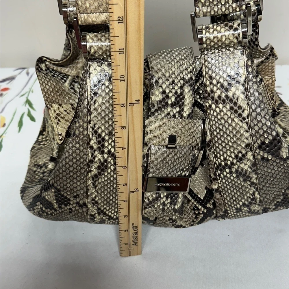 MICHAEL KORS Authentic Natural Brown Python Rehearsal Drawstring Shoulder Bag